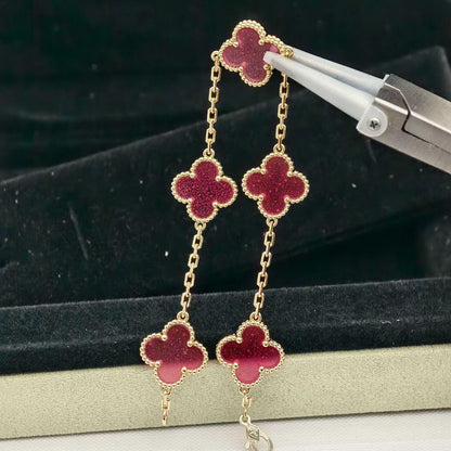 [Kincade]CLOVER 5 MOTIFS PINK ENAMEL BRACELET