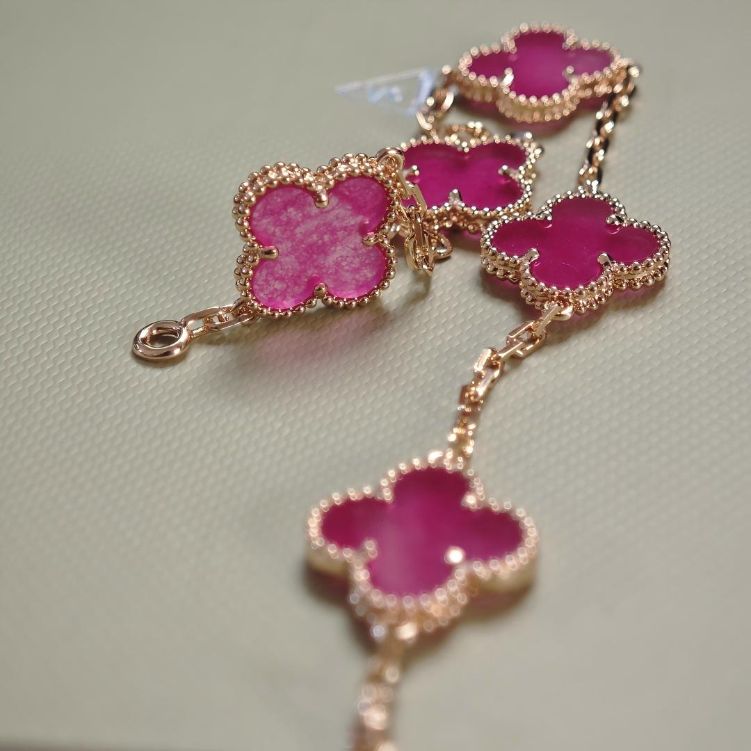 [Kincade]CLOVER 5 MOTIFS PINK ENAMEL BRACELET
