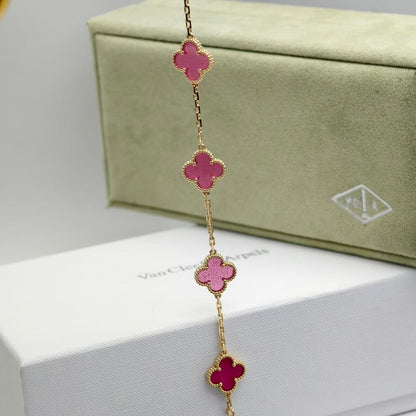 [Kincade]CLOVER 5 MOTIFS PINK ENAMEL BRACELET