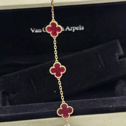 [Kincade]CLOVER 5 MOTIFS PINK ENAMEL BRACELET