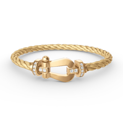 [Kincade Jewelrys]FORCE LARGE HORSESHOE HALF DIAMOND BRACELET GOLD