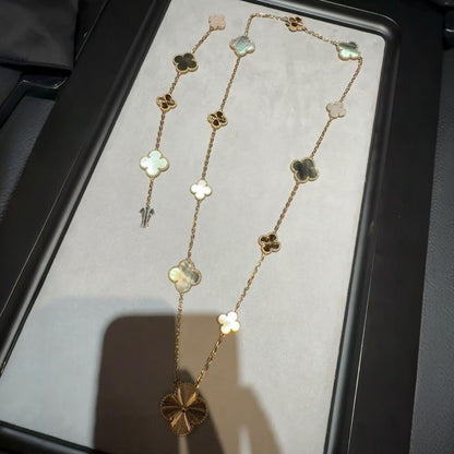 [Kincade]DETACHABLE CLOVER 15(11+4) FLOWER ROSE GOLD NECKLACE SET