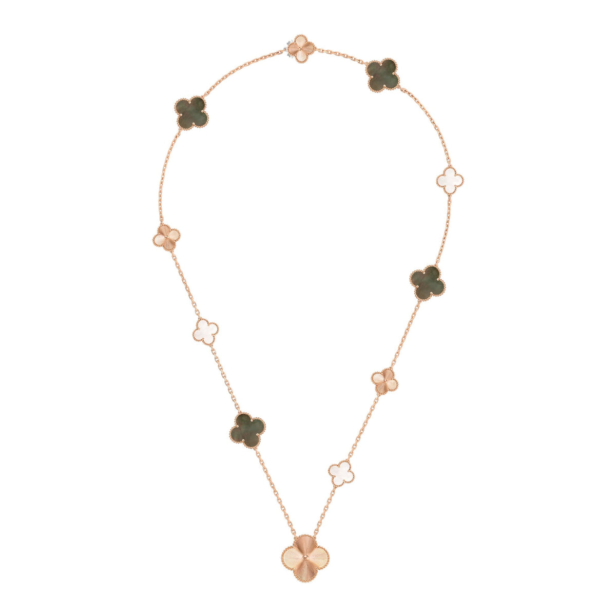 [Kincade]DETACHABLE CLOVER 15(11+4) FLOWER ROSE GOLD NECKLACE SET