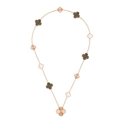 [Kincade]DETACHABLE CLOVER 15(11+4) FLOWER ROSE GOLD NECKLACE SET