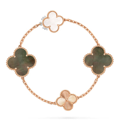 [Kincade]DETACHABLE CLOVER 15(11+4) FLOWER ROSE GOLD NECKLACE SET