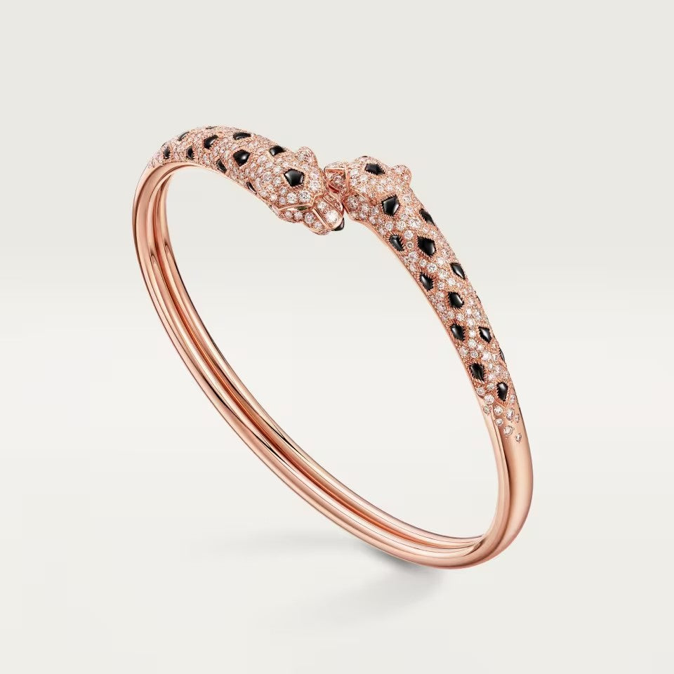[Kincade]PANTHERE DOUBLE HEADED HALF DIAMOND OPEN BRACELET