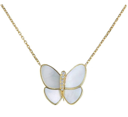 [Kincade Jewelrys]BUTTERFLY GOLD MOP DIAMOND NECKLACE