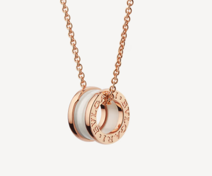 [Kincade Jewelrys]ZERO 1 WHITE CERAMIC PINK GOLD NECKLACE