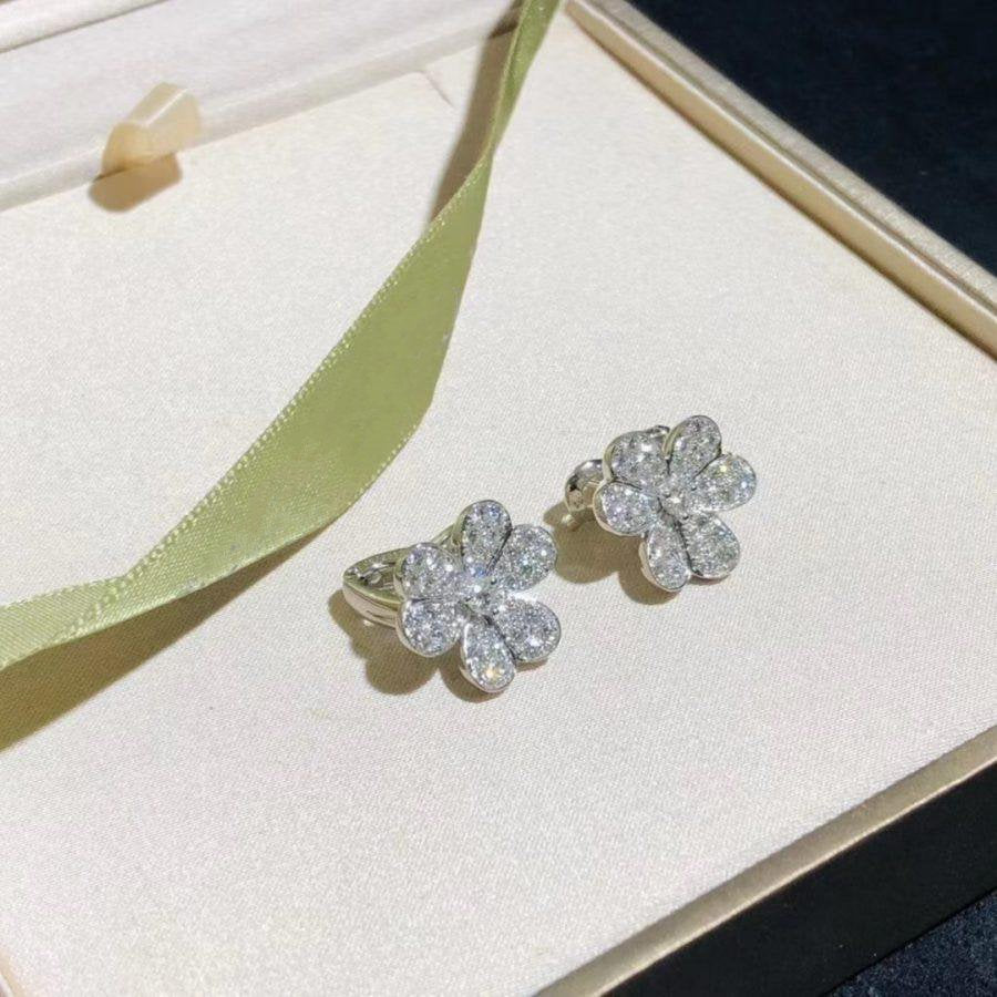[Kincade Jewelrys]FRIVOLE SILVER FLOWER DIAMOND EARRINGS