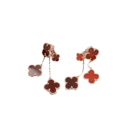 [Kincade Jewelrys]CLOVER EARRINGS CARNELIAN 4 MOTIFS PINK GOLD