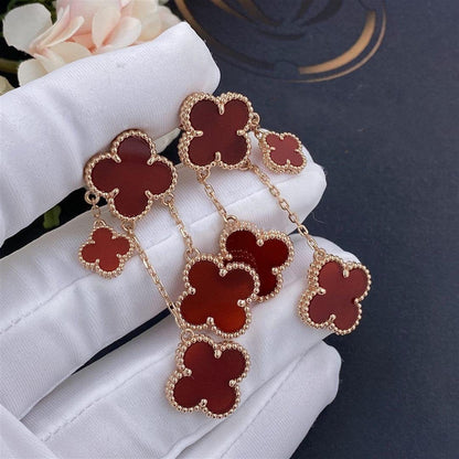 [Kincade Jewelrys]CLOVER EARRINGS CARNELIAN 4 MOTIFS PINK GOLD