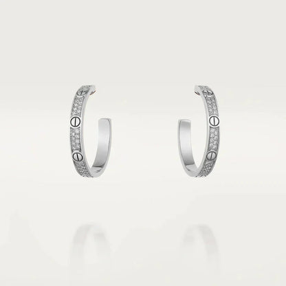 [Kincade Jewelrys]LOVE DIAMOND SILVER HOOP EARRINGS