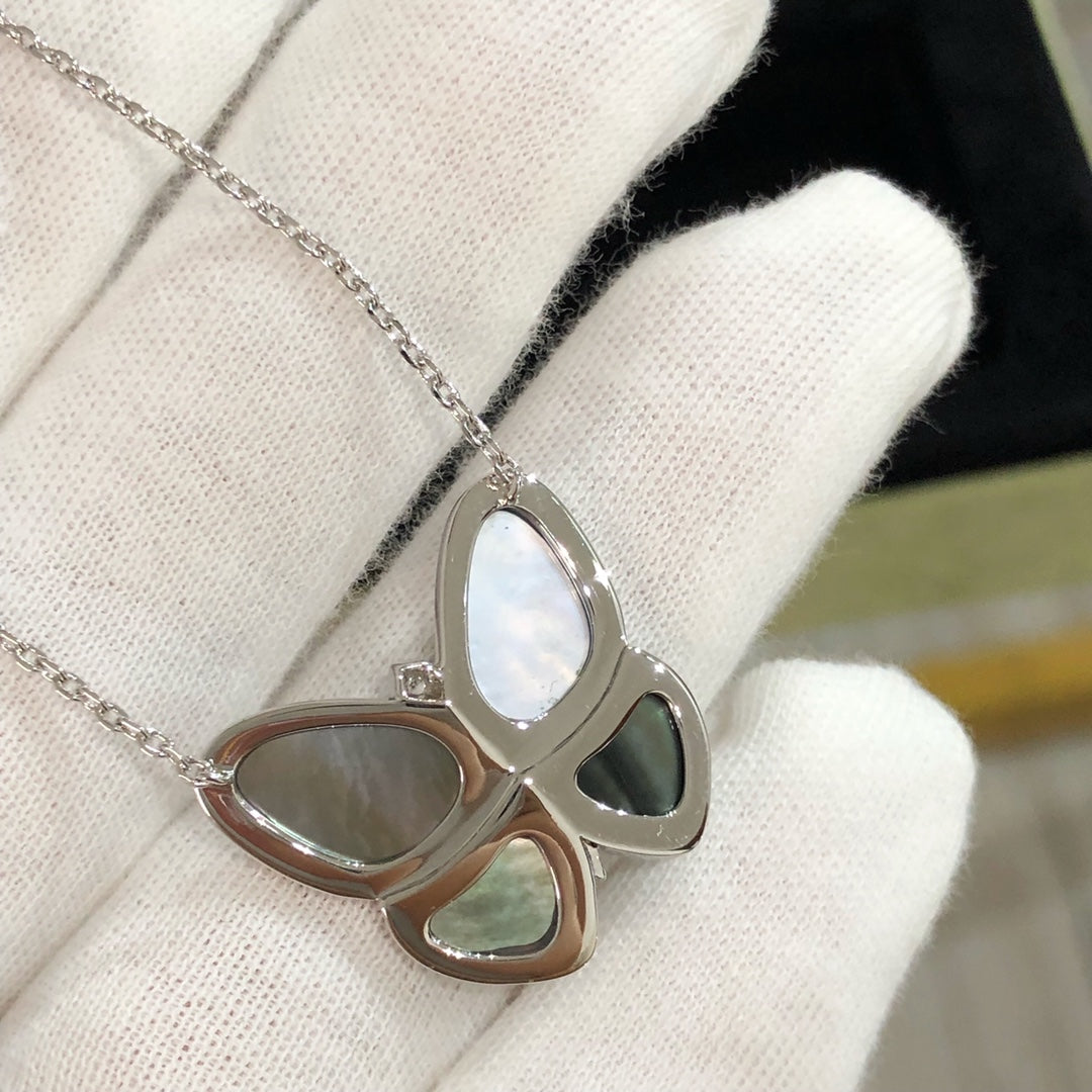 [Kincade Jewelrys]LARGE BUTTERFLY SILVER PENDANT DIAMOND NECKLACE