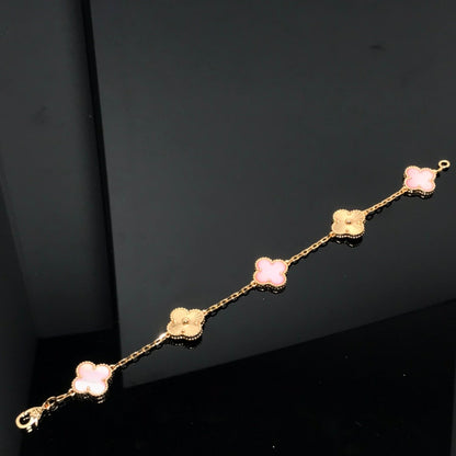 [Kincade Jewelrys]CLOVER BRACELET 5 MOTIF PINK AND PINK GOLD