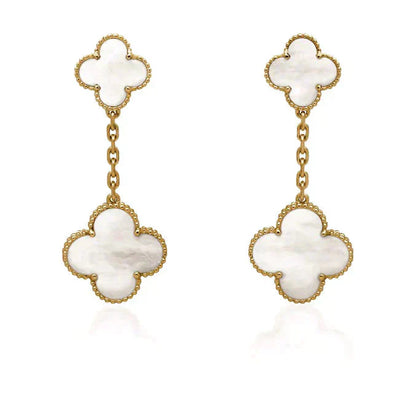 [Kincade Jewelrys]CLOVER 2 MOTIF WHITE MOP EARRINGS